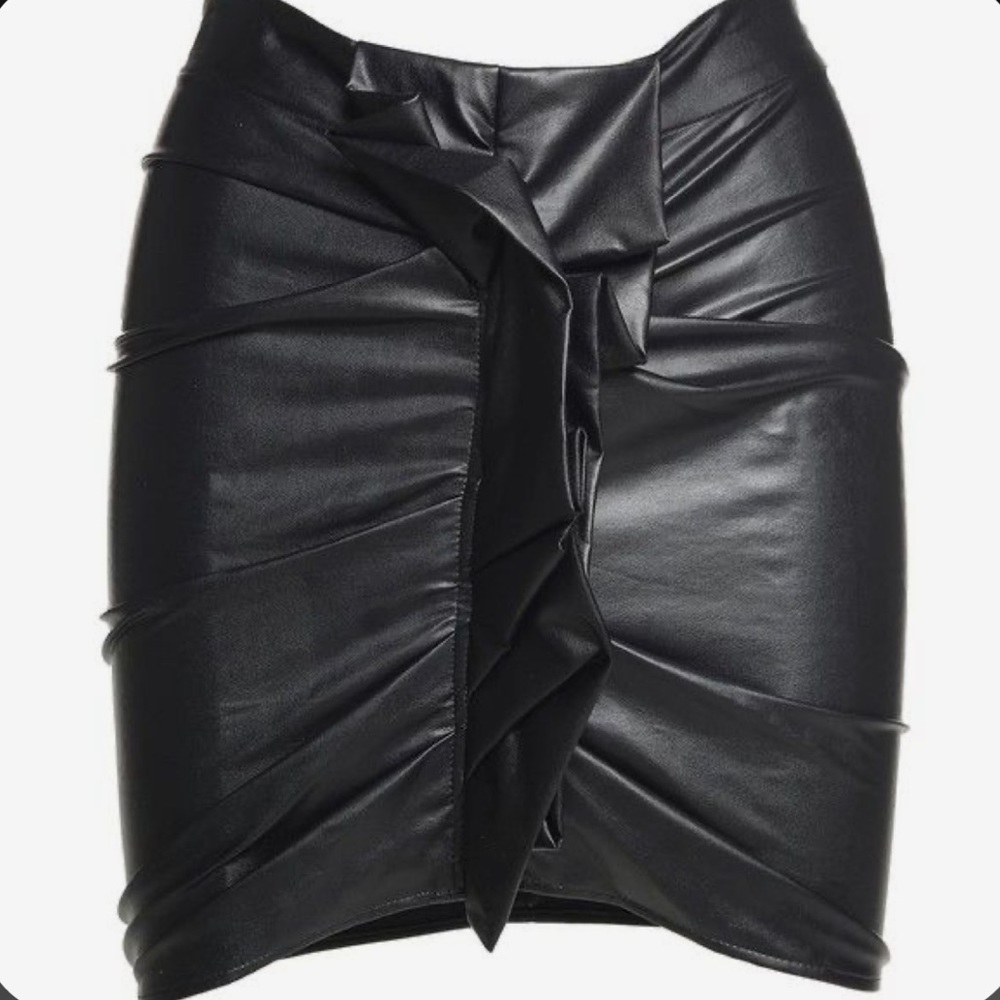 Isabel Marant Etoile - Faux Leather Mini Skirt with gathering, FR38/US28